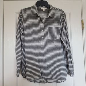 BeachLunchLounge Striped Long Sleeve Button Down Casual Shirt Size Large